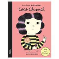 Cover: Graphik von Coco Chanel, die eine Puppe in der Hand hält und Nadel und Faden