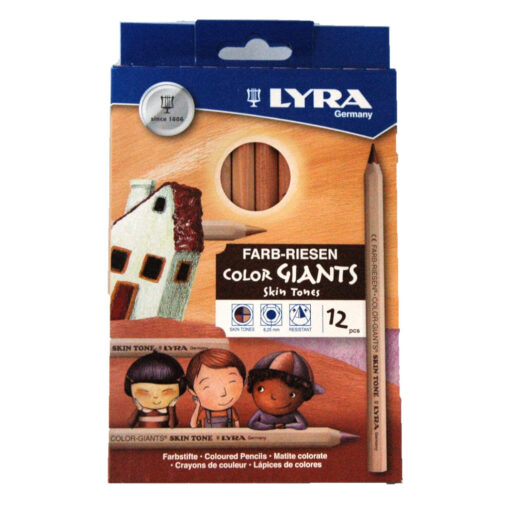 Lyra Skin Tones - dicke Hautfarbenstifte in 12 Hauttönen - Packung mit 3 abgebildeten Kindern